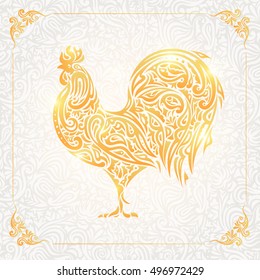 Rooster of floral pattern / decorative symbol of chinese new year / chicken / cock