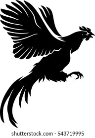 Rooster Flying Silhouette