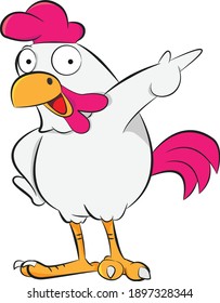 
a rooster full of enthusiasm pointing direction