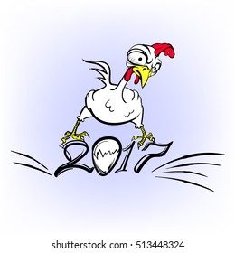 rooster, funny character symbol vector 2017