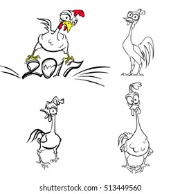 rooster, funny character symbol vector 2017