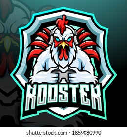 Rooster gaming mascot. esport logo design