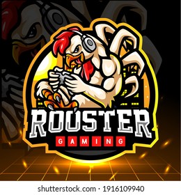 Rooster gaming mascot. esport logo design