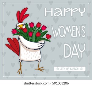 Rooster gets a gift of flowers 