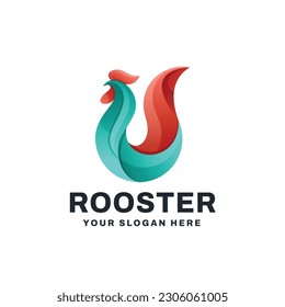 Rooster Gradient Colorful Logo Vector Icon Illustration
