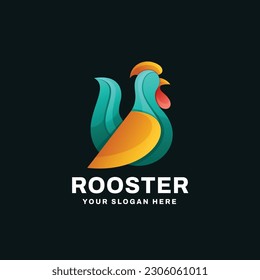 Rooster Gradient Colorful Logo Vector Icon Illustration