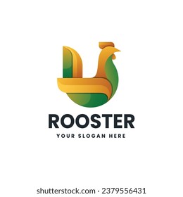 Rooster gradient colorful logo vector icon illustration