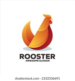 rooster gradient mascot illustration logo design