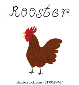 Rooster. Graphic design. Vector illustration.