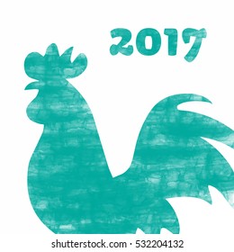 Rooster green silhouette vector illustration isolated black and white. Symbol of New Year 2017 by Chinese calendar


