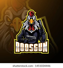 Rooster With Gun Mascot Logo Design