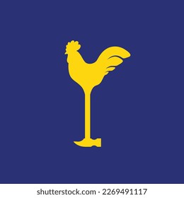 rooster hammer food steak grill roasted meat logo design vector icon illustration