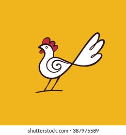 Rooster. Hand drawn vector icon.