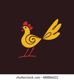 Rooster. Hand drawn vector icon.