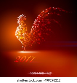 Rooster. Happy new year 2017. Vector eps 10.