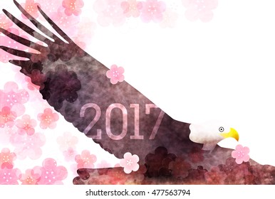 Rooster hawk New Year's card background