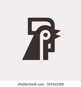 Rooster head abstract logo isolated on a white backgrounds