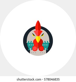 Rooster Head in Black Circle Icon