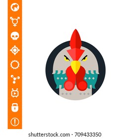 Rooster Head in Black Circle Icon