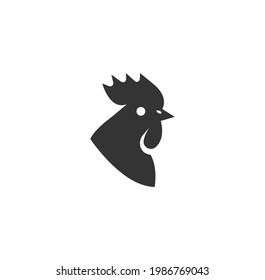 Rooster head black silhouette vector on a white background