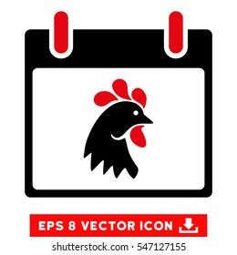 Rooster Head Calendar Day icon. Vector EPS illustration style is flat iconic bicolor symbol, intensive red and black colors.