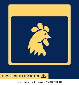 Rooster Head Calendar Page icon. Vector EPS illustration style is flat iconic symbol, yellow color.
