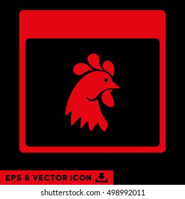 Rooster Head Calendar Page icon. Vector EPS illustration style is flat iconic symbol, red color.