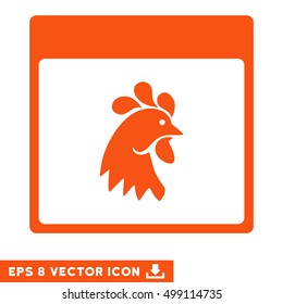 Rooster Head Calendar Page icon. Vector EPS illustration style is flat iconic symbol, orange color.