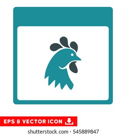 Rooster Head Calendar Page icon. Vector EPS illustration style is flat iconic bicolor symbol, soft blue colors.