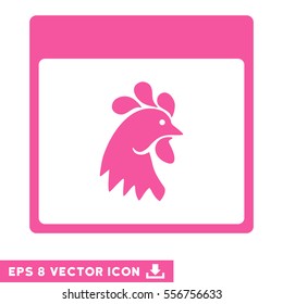 Rooster Head Calendar Page icon. Vector EPS illustration style is flat iconic symbol, pink color.
