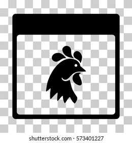 Rooster Head Calendar Page icon. Vector illustration style is flat iconic symbol, black color, transparent background. Designed for web and software interfaces.