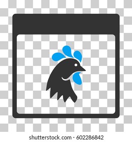 Rooster Head Calendar Page icon. Vector illustration style is flat iconic bicolor symbol, blue and gray colors, transparent background. Designed for web and software interfaces.