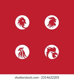 Rooster Head Cartoon Animal Art Vector Illustration