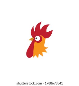 Rooster head cartoon vector on a white background