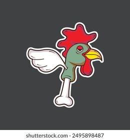 rooster head character with bones