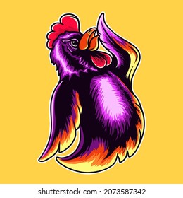 Rooster Head character vector illustration tshirt design
