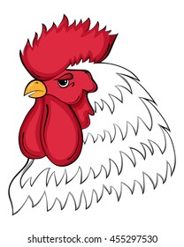 Rooster head. Chinese calendar. Cock Symbol of New Year 2017. Vector illustration. Cock bird farm
