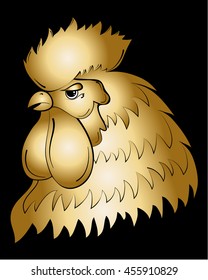 Rooster head. Chinese calendar. Cock Symbol of New Year 2017. Vector illustration. Cock bird farm