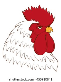 Rooster head. Chinese calendar. Cock Symbol of New Year 2017. Vector illustration. Cock bird farm