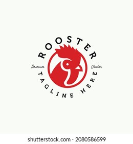 rooster head in circle logo icon vector template