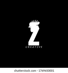 Rooster head concept simple flat Z letter logo design. Vector EPS10.