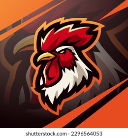 Rooster head esport mascot logo design
