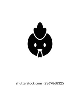 Rooster Head Glyph Icon. Chinese Zodiac Icon Vector Illustration.