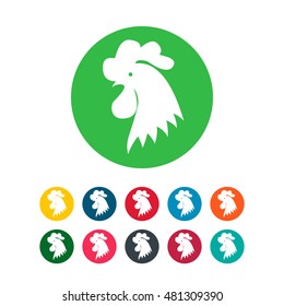 Rooster head icon design set. Chicken head illustration. Stylized rooster flat design. Chicken vector symbol.