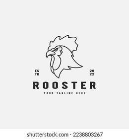 rooster head icon with line art concept vintage logo design illustration