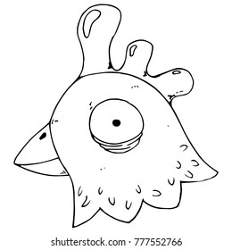 Rooster head icon. Vector illustration of a cartoon cock. Hand drawn funny rooster head.