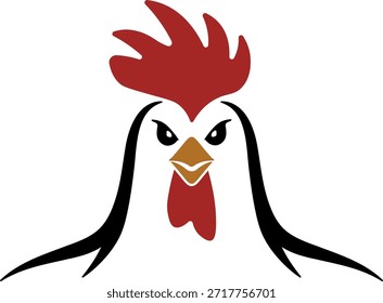 ilustração da cabeça do galo com pente vermelho e bico sem fundo.