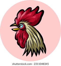 Rooster Head Illustration Side View