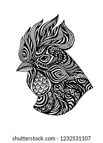 Rooster head. Isolated background. Vector.
