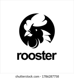 Rooster Head Logo Chicken Animal Vector, Farm and Poultry Meat Industry Template Label Idea